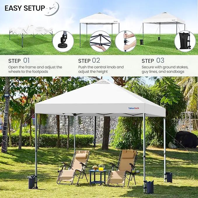 Yaheetech 10x10 Pop-up Canopy Tent w/ 2 Integrated Wheels for Mobility, Waterpoof & Heavy Duty, Instant Sun Shelter with Carry Bag, Weight Bags for Outdoor Camping Beach Patio Parties, White by GreenHaven Gardens