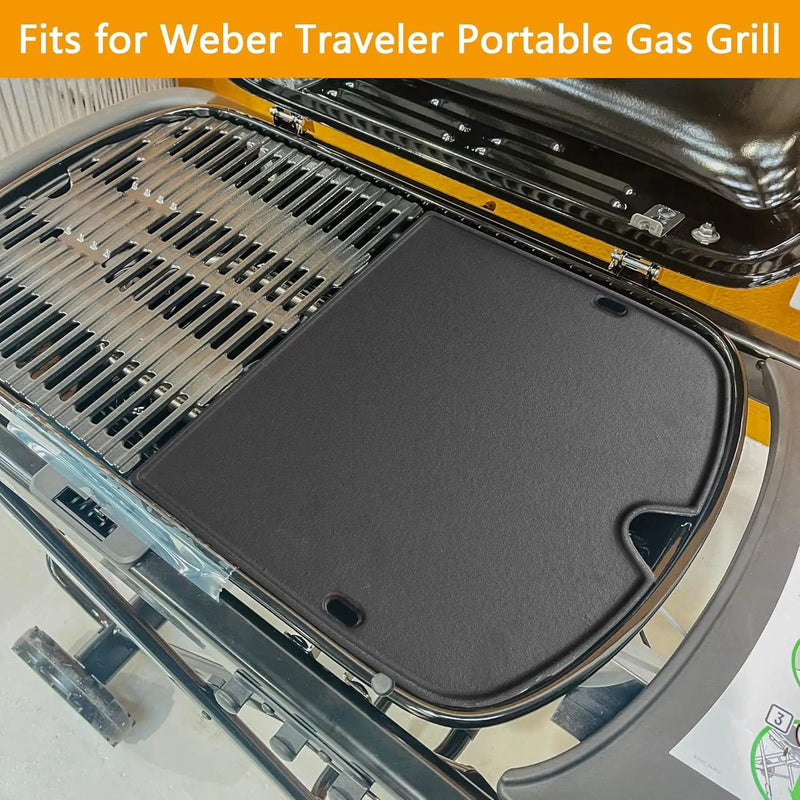 BBQ-PLUS Cooking Griddle Portable Grill Accessories for Weber 901001 Traveler Griddle, BBQ Cast Iron Grill Plate Replacement Parts for Weber Traveler Griddle Insert 7034 9030001 9013001 9010001 by GreenHaven Gardens