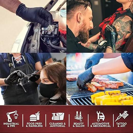 Heavy Duty 6 Mil Black Nitrile Gloves - Disposable, Latex & Powder Free | Mechanic, Food Prep & Tattoo | Rubber Gloves for Cooking, Cleaning & Household |Bulk Case of (1000) by GreenHaven Gardens