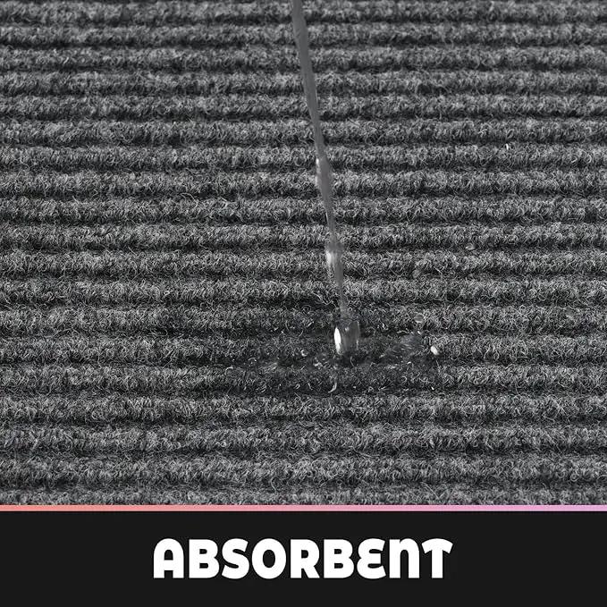 fani Heavy Duty Large Outdoor Indoor Entrance Doormat Waterproof Low Profile Entrance Rug Front Door Mat Patio Anti-Skid Rubber Back, 35x60 inch (Light Grey) by GreenHaven Gardens