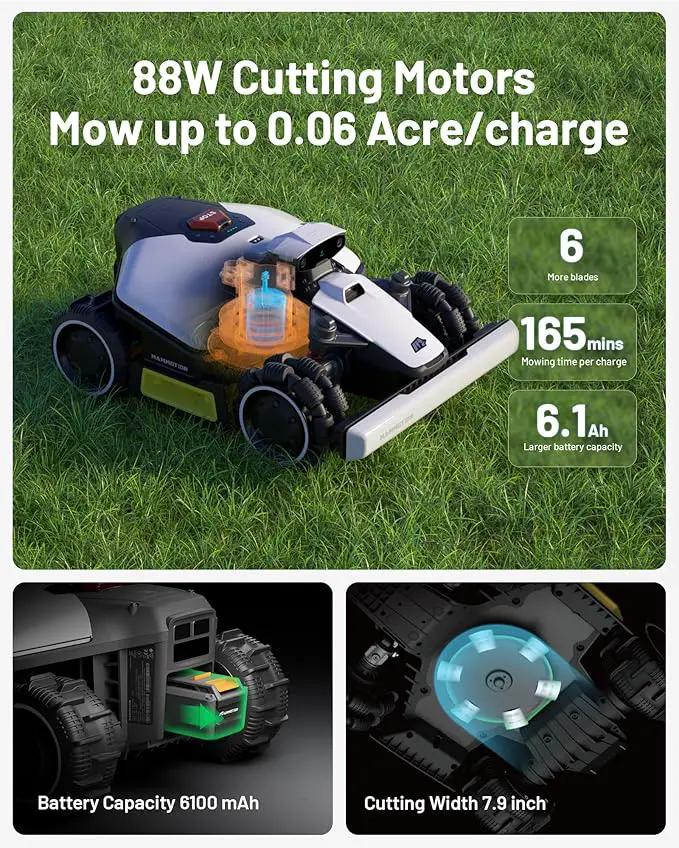 LUBA mini AWD 1500H Robot Lawn Mower with 4G for 0.37 Acre, All-Wheel-Drive for 80% Slope, No Perimeter Wire, UltraSense AI Vision+RTK Auto-Mapping, Cutting Height 2.2"-4.0" by GreenHaven Gardens