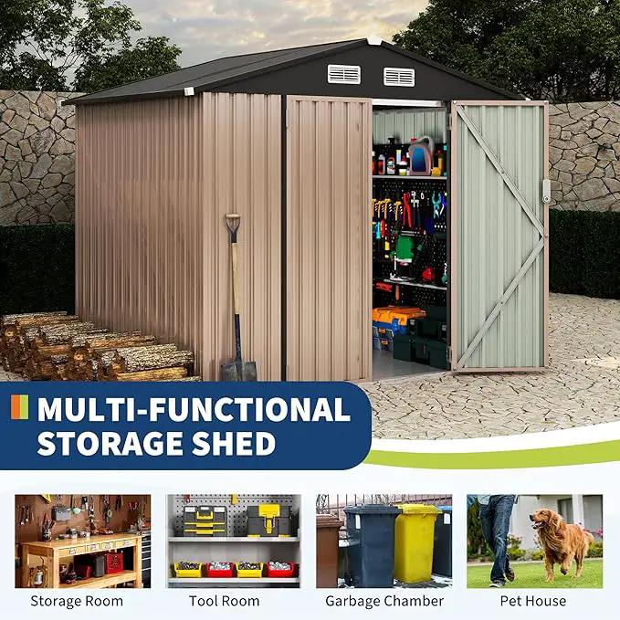 6x8 FT Metal Storage Sheds Outdoor with Floor, Metal Yard Sheds Garden Shed Kit, MetalTool Shed with Lockable Door, Metals UtilitySheds Buildings with Air Vent for Backyard Garden Patio Lawn by GreenHaven Gardens