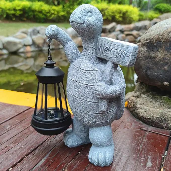 Sea Turtle Solar Garden Statues,Resin Sea Turtle Figurine Decorations with Solar Lights Lantern, Outdoor Figurines Lawn Garden Statue Decor Art for Lawn,Yard, Balcony Ornament. by GreenHaven Gardens