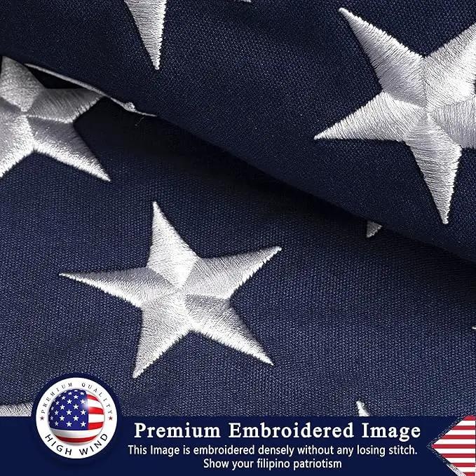 This Folded Memorial Flag American US Cotton Flag 5x9.5 FT Premium 100% Cotton For Veteran, Embroidered Stars, Sewn Stripes, 4 Rows of Lock Stitching, Brass Grommets USA Burial Casket Flags by GreenHaven Gardens