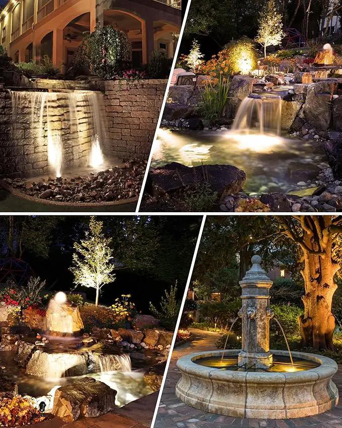 SUNVIE 3W Pond Lights LED Underwater 12-24V AC/DC Low Voltage Fountain Lights LED Underwater 3000K Warm White IP68 Waterproof Underwater Pond Lights for Outdoor Ponds Fountains Waterfalls, 2 Pack by GreenHaven Gardens