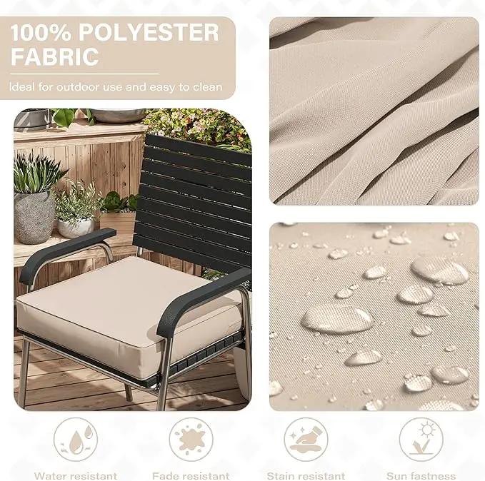 Patio Chair Cushions 19 X 19 X 4 Inch Waterproof Outdoor Seat Cushions for Patio Furniture, Outdoor Sofa Couch Pads with Ties & Handle, Set of 2, Sand by GreenHaven Gardens