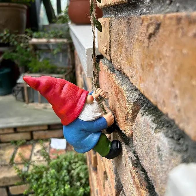Hanging Gnome Garden Statue Decoration,Climbing Garden Gnomes Statue Figurine Ornament for Indoor Outdoor Home Garden Decor by GreenHaven Gardens