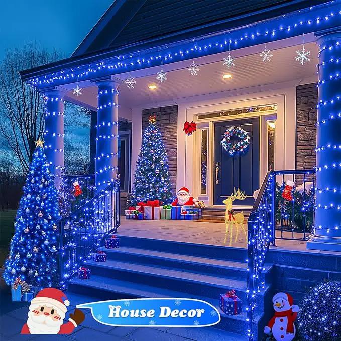 JMEXSUSS 500 LED Blue Christmas Lights Outdoor, 173ft 8 Modes Waterproof Christmas Tree Lights, Green Wire LED Fairy String Lights Plug in for Indoor Party House Holiday Christmas Decor by GreenHaven Gardens
