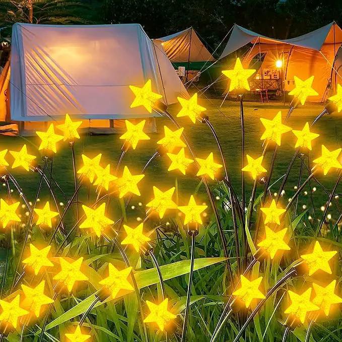 4 Pack Star Solar Firefly Lights, 10 LED Garden Lights,Solar Swaying Lights,Outdoor Waterproof Firefly Path Lights for Pathway Yard Walkway Patio Decoration, Warm White by GreenHaven Gardens