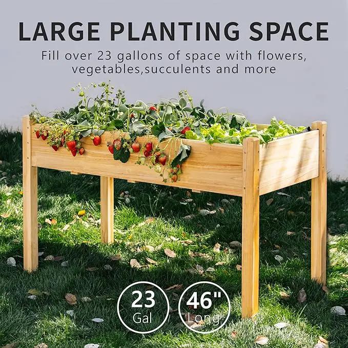Premium Fir Wooden Raised Garden Bed with Four Legs for Backyard and Balcony Gardening,Suitable for Indoor and Outdoor use,49.5''×23.5''×30'' by GreenHaven Gardens