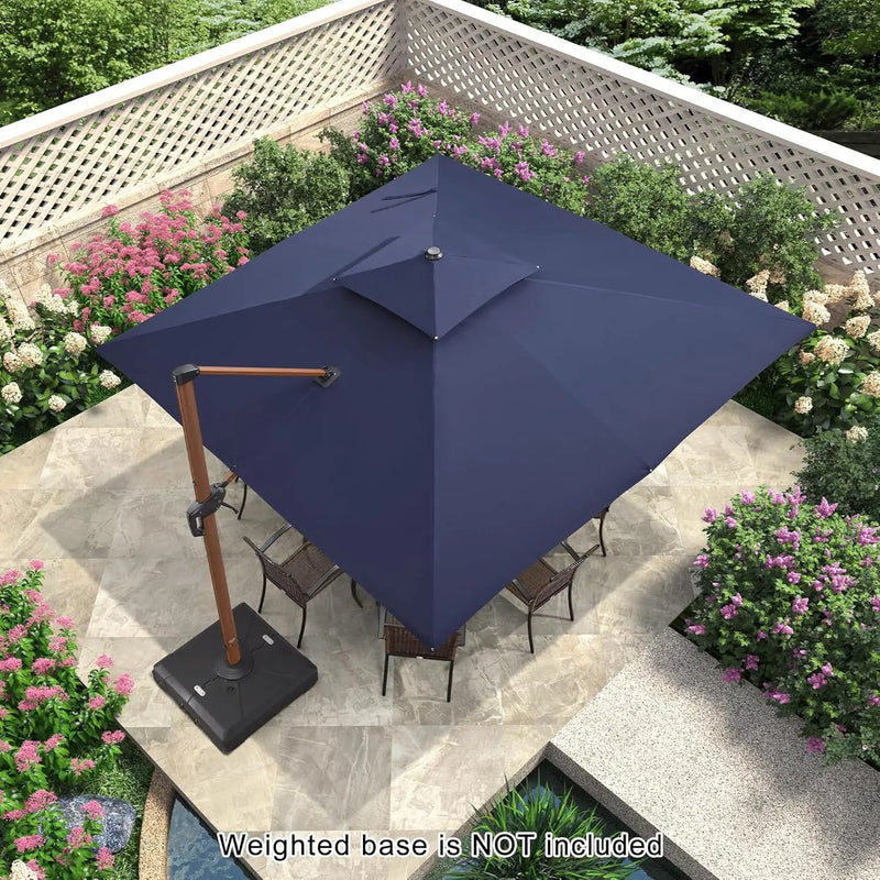 PURPLE LEAF 11ft Patio Umbrella Outdoor Square Umbrella Large Cantilever Umbrellas Windproof Offset Umbrellas Heavy Duty Sun Umbrella for Garden Deck Pool Patio, Navy Blue by GreenHaven Gardens