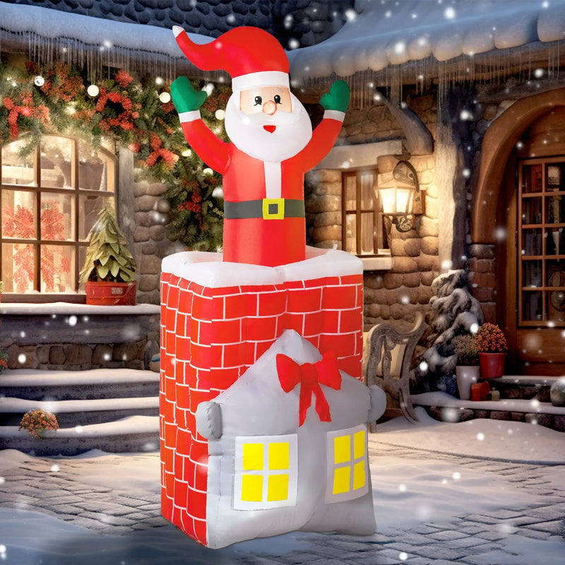 7FT Christmas Inflatable Santa in Chimney with LED Lights by HouseOfZazla