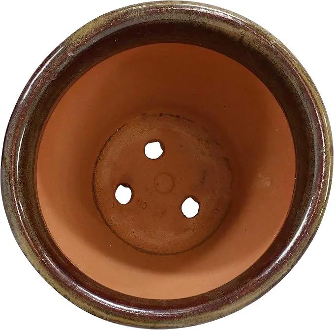 Sunnydaze Studio Large Ceramic Plant Pot - Round Outdoor Glazed Ceramic Planter Pot with Drainage - Forest Lake Green - 14.5" by GreenHaven Gardens