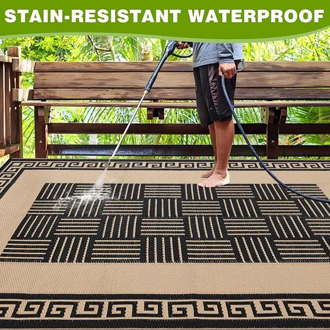 Outdoor Rug 6x9 ft Waterproof, Reversible Outdoor Plastic Straw Rug for Patios Clearance, Outdoor Area Rug Carpet RV Mat for Camping Backyard Deck Porch by GreenHaven Gardens