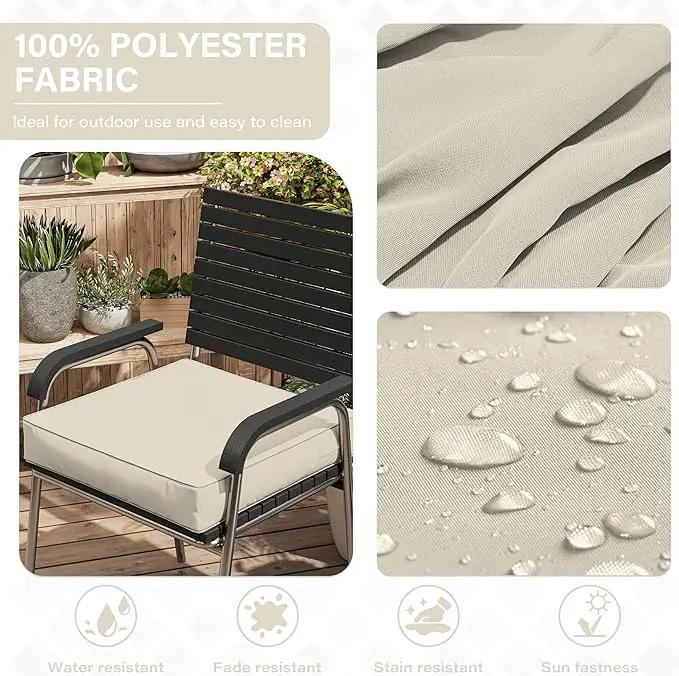 Patio Chair Cushions 19 X 19 X 4 Inch Waterproof Outdoor Seat Cushions for Patio Furniture, Outdoor Sofa Couch Pads with Ties & Handle, Set of 2, Cream by GreenHaven Gardens