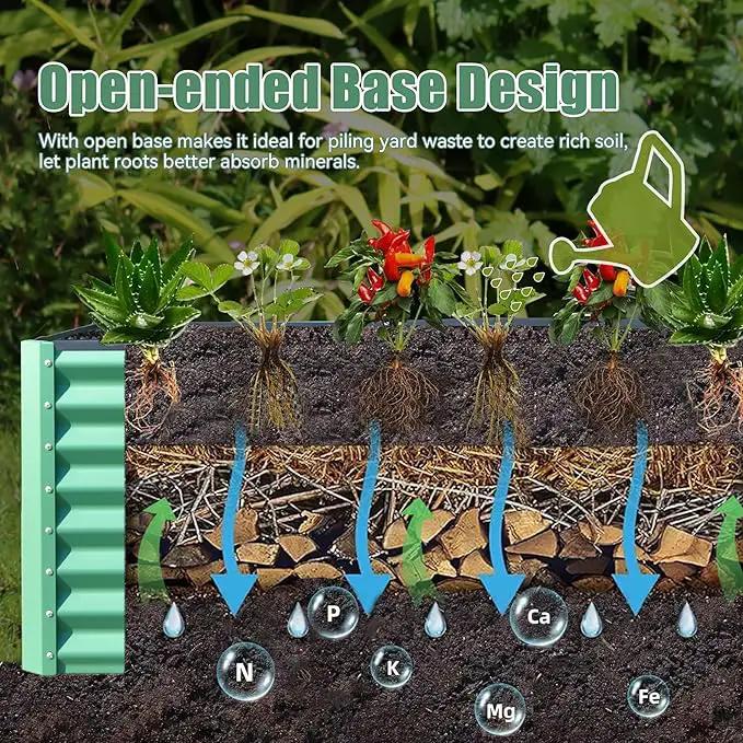 Domi Galvanized Raised Garden Bed, Outdoor Planter Garden Boxes Large Metal Planter Box for Gardening Vegetables Fruits Flowers, Green (6x3x2ft) by GreenHaven Gardens