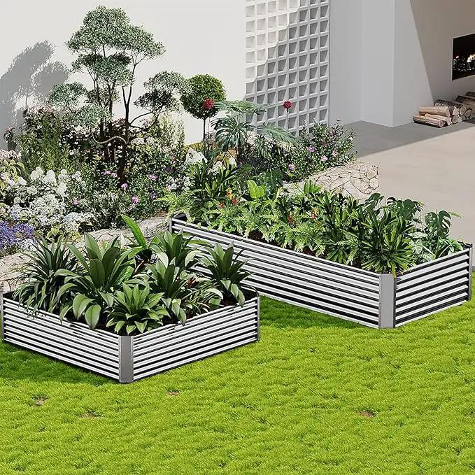2 Pack Galvanized Raised Garden Bed Outdoor, Metal Garden Bed for Vegetables, Above Ground Garden Box for Flower, Steel Raised Beds for Gardening - 50"x20" by GreenHaven Gardens