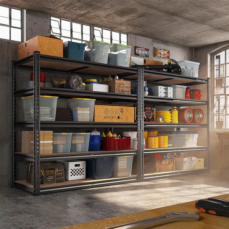 REIBII 2500LBS Garage Shelving Heavy Duty 72''H Storage Shelves 40" W Heavy Duty 5 Tier Metal Shelves Adjustable Pantry Shelf for Closet Pantry Basement Kitchen Warehouse 72" H x 40" W x 20" D, 2 Pack by GreenHaven Gardens