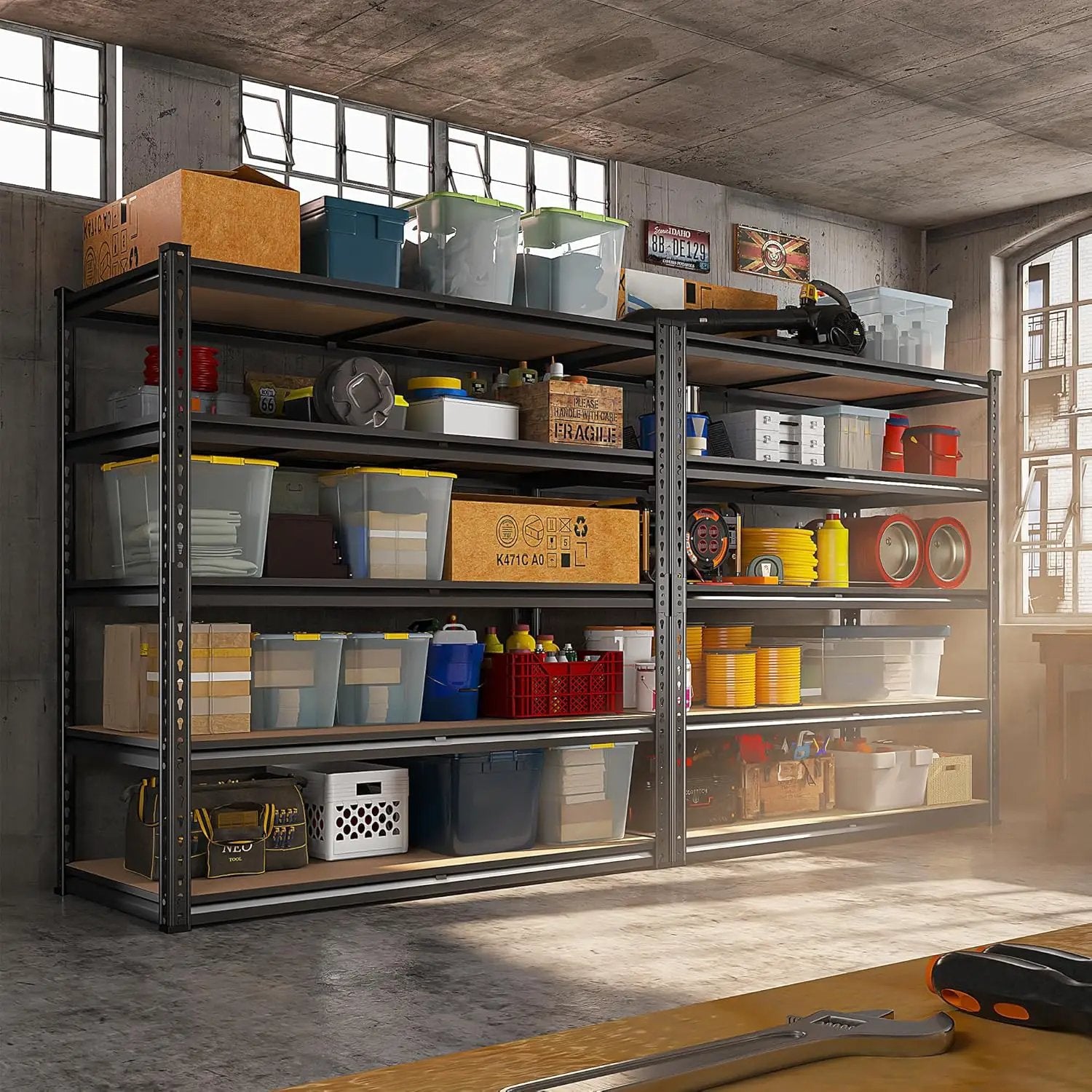 REIBII 2500LBS Garage Shelving 72''H Storage Shelves 40" W Metal Shelving 5 Tier Metal Shelves Adjustable Pantry Shelf for Closet Pantry Basement Kitchen Warehouse 72" H x 40" W x 20" D by GreenHaven Gardens