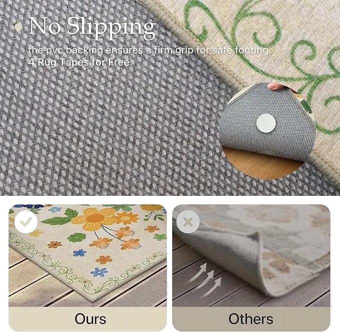 GENIMO Indoor Outdoor Area Rug 2' X 10' Waterproof, Washable Door Mat Non Shedding, Easy Cleaning Floral Outdoor Carpet for Patio, Entryway, Porch, Bathroom, Living Room, Bedroom, Backyard by GreenHaven Gardens