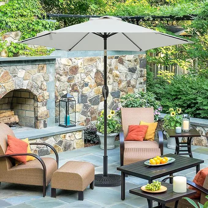 Aok Garden 7.5 ft Patio Umbrella Outdoor Market Umbrella Tilt Button and Crank 6 Ribs for Deck Lawn Pool& Backyard by GreenHaven Gardens