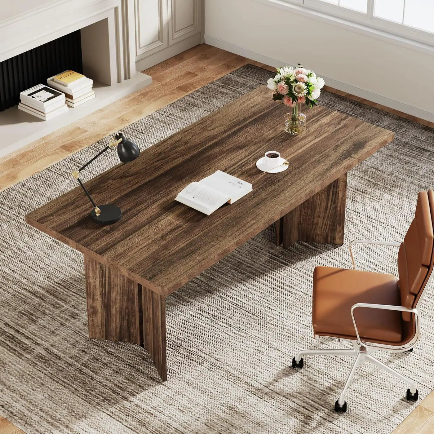 Executive Desk, Vintage Computer Workstation With Thickened Tabletop by HouseOfZazla