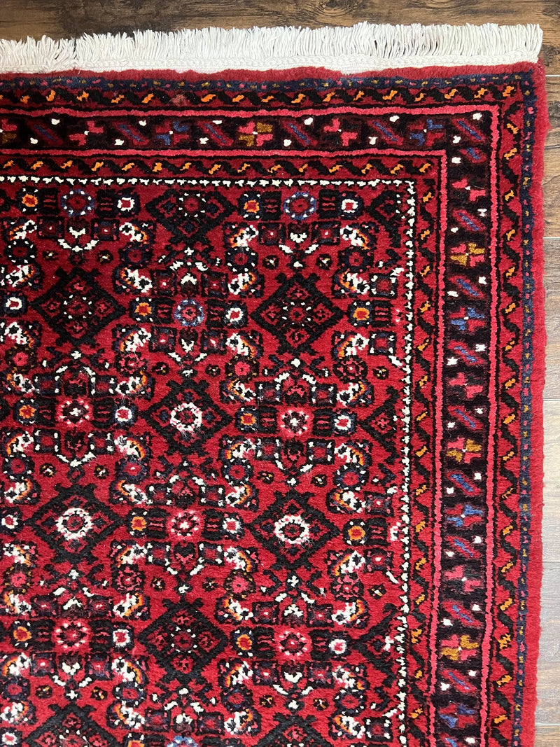 Persian Runner Rug 3 x 16, Wool Handmade Long Antique Hamadan Oriental Rug for Hallway, Red Tribal Rug, Allover Pattern, 3x16 Runner Rug by Jewel Rugs