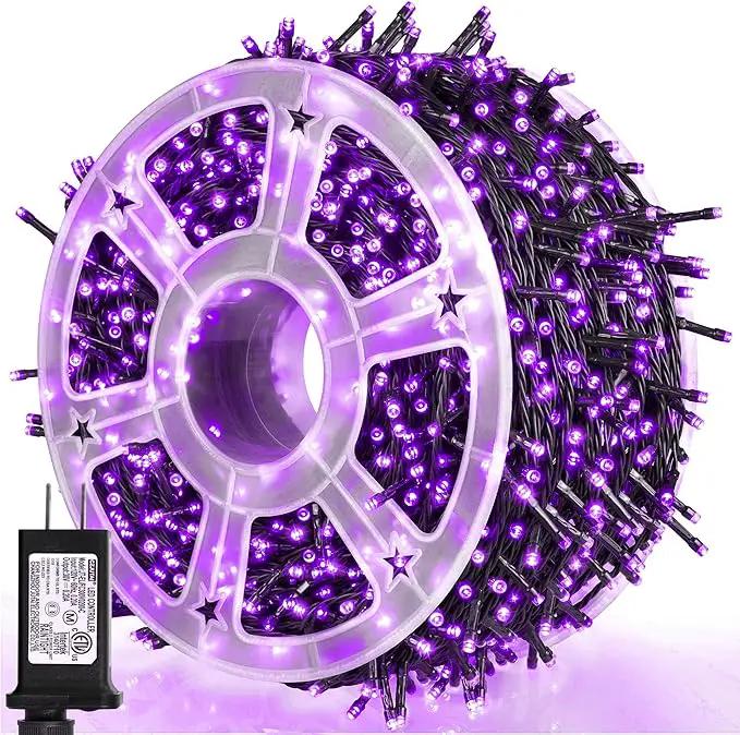 weillsnow 164FT 500 LED Purple Christmas Lights, 8 Modes Waterproof Plug in String Lights for Halloween Christmas Indoor Outdoor Yard Party Wedding Garden Home Decorations (Purple, 164FT) by GreenHaven Gardens