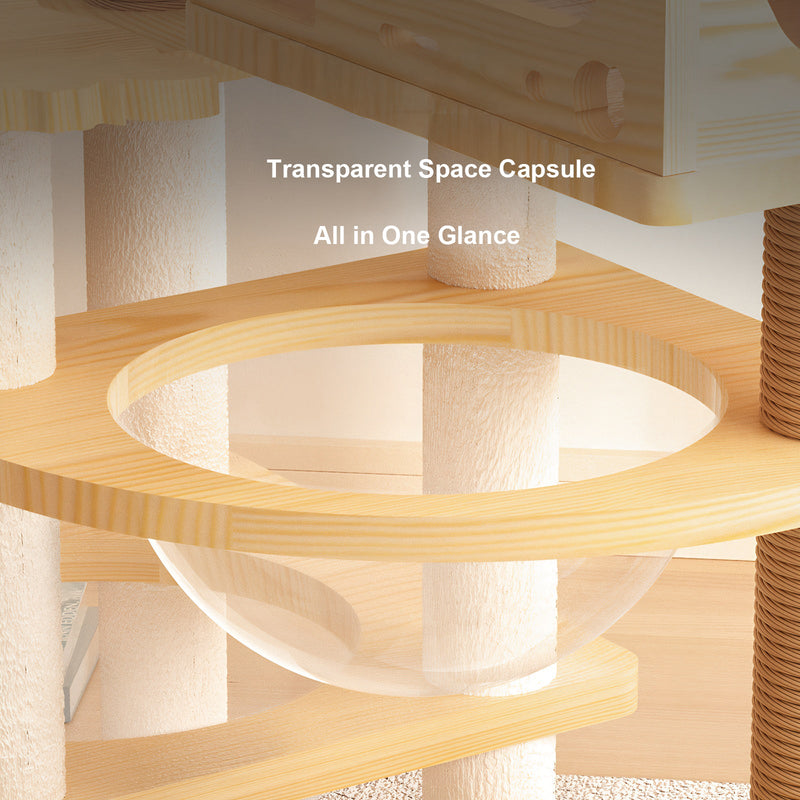 66.9" Modern Cat Tower with Sisal Scratching Posts - Wood Cat Tree, photo 5 of 7
