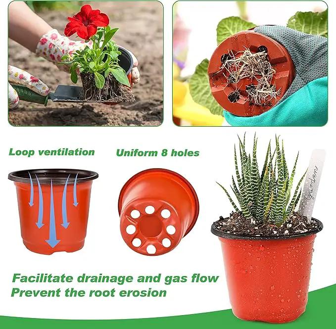 TDHDIKE Plastic Planter Nursery Pots 4" Small (50pcs Pots and 50pcs Labels) Seedlings Flower Pots Container Seed Starting Pots for Plants by GreenHaven Gardens