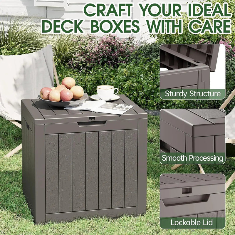 KAMABOKO 32 Gallon Outdoor Storage Box 2 Pack All-Weather Deck Box for Patio Furniture, Package Deliveries, Garden Tools, Pool Supplies & Cushions, Grey by GreenHaven Gardens