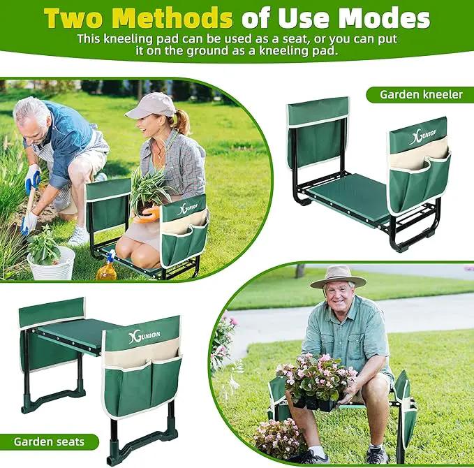 Garden Kneeler and Seat Gardening Stool Heavy Duty Garden Kneeling Bench with Handles Seat Bench Comes with Tool Pouch & Gloves Gardening Gifts for Seniors Women & Men (Green) by GreenHaven Gardens