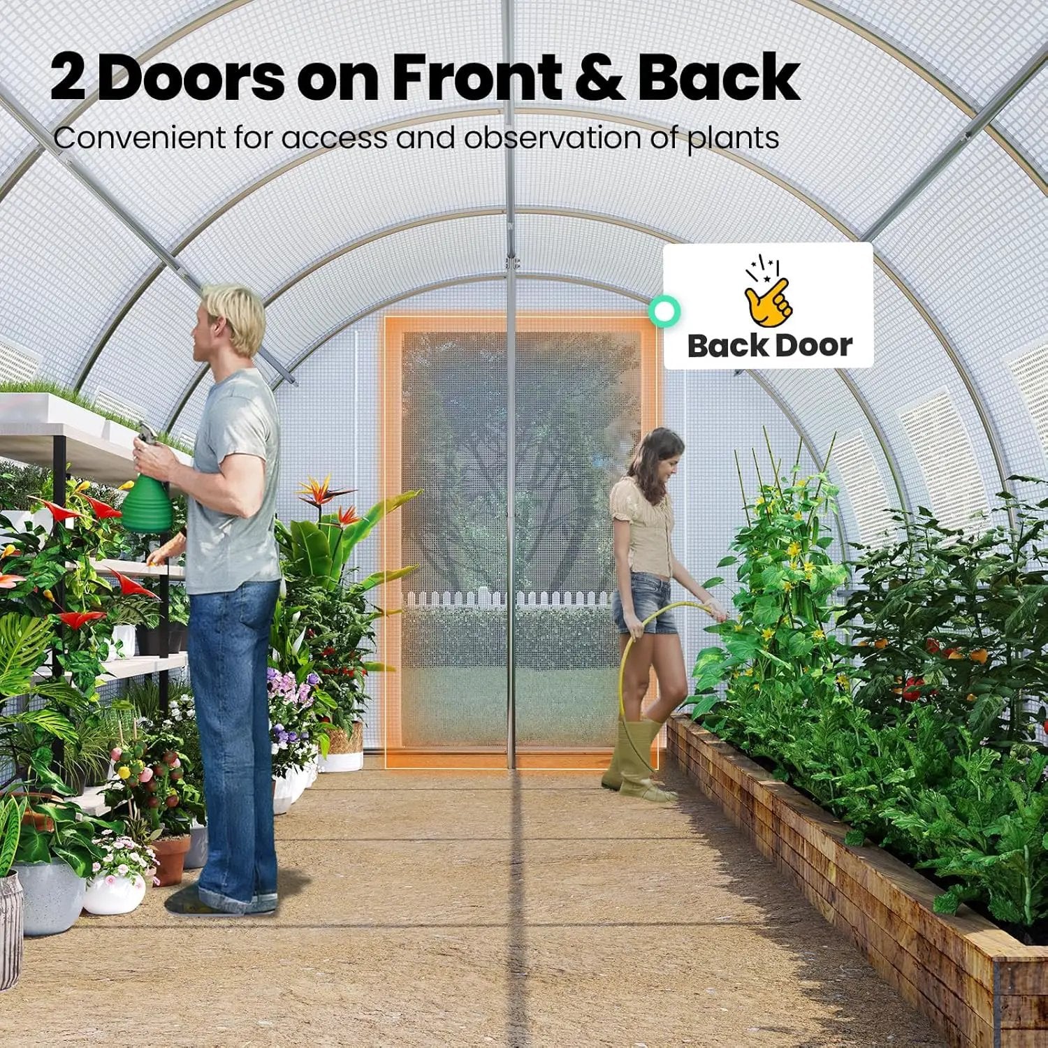 KING BIRD Premium 20x10x6.6FT Greenhouse for Outdoors, Large Walk-in Heavy Duty Galvanized Steel Frame, Mesh Door Screen Window Upgraded Zipper Tunnel Hoop for Garden Plant Winter, White by GreenHaven Gardens
