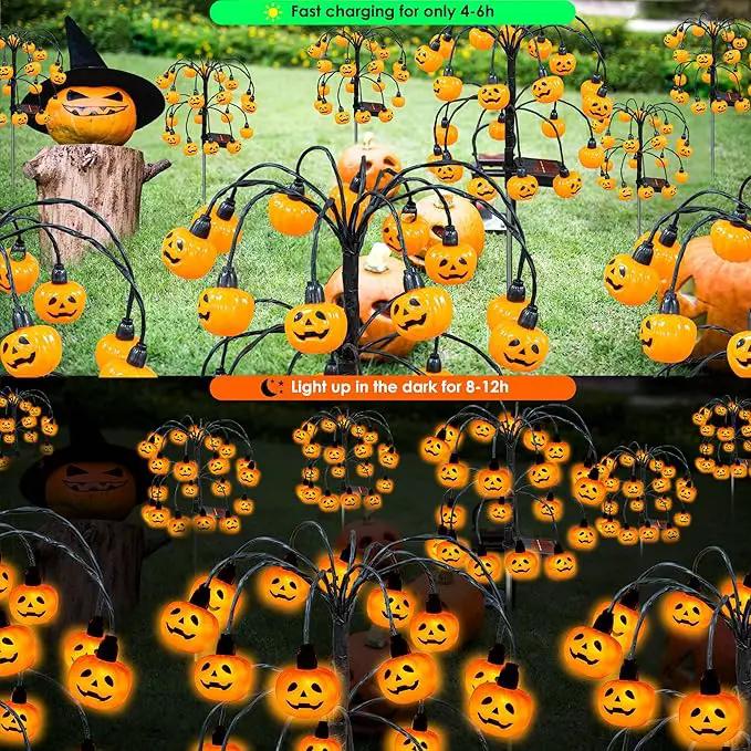 Halloween Decorations, 2 Pack 40LED Solar Halloween Pumpkin Lights Outdoor Waterproof Halloween Solar Garden Lights Swaying Firefly Lights for Yard Garden Patio Party Decor Orange by GreenHaven Gardens