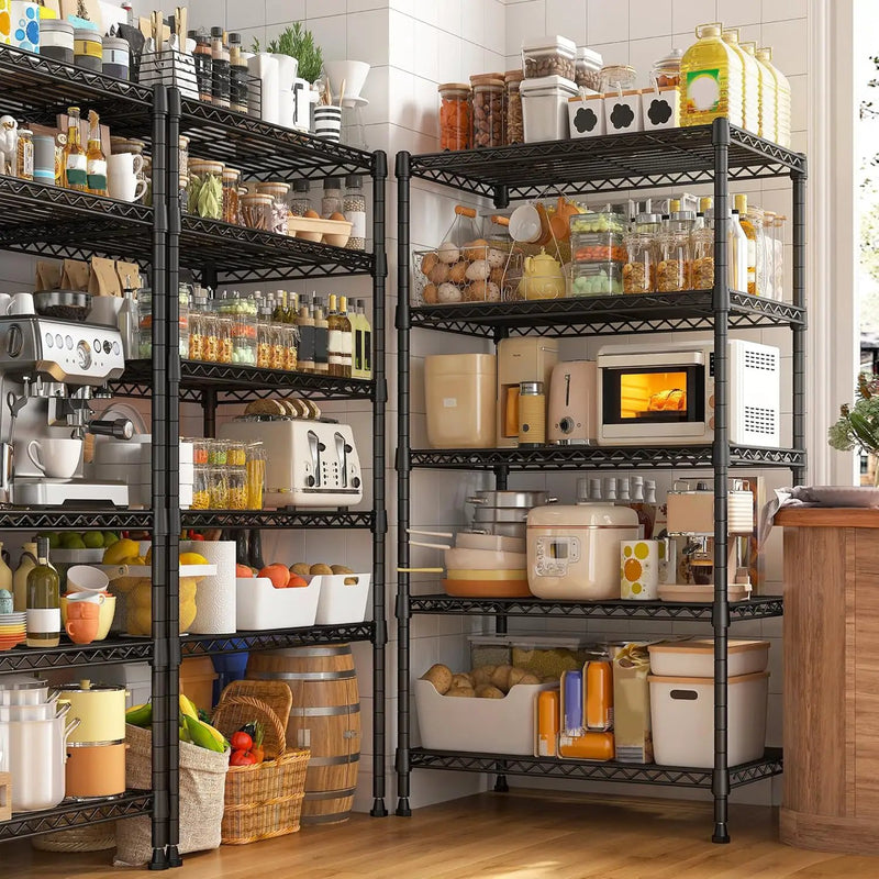 REIBII Metal Shelving 5 Tier Wire Sturdy Storage Shelves Adjustable Steel Organizer Wire Rack for Kitchen Laundry Room Commercial School Storage Room Black 63“Hx 21.65“L x 11.8”D by GreenHaven Gardens