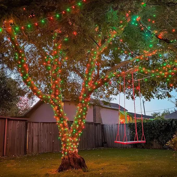 JMEXSUSS 200 LED Red and Green Christmas Lights Outdoor, 66ft String Lights Indoor Clear Wire Plug in for Bedroom Party Christmas Tree Decorations by GreenHaven Gardens