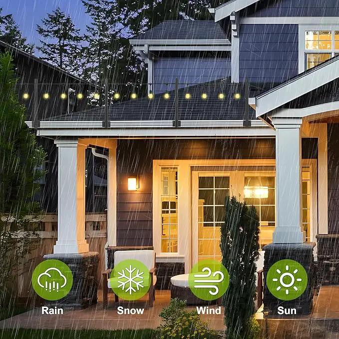 Suchtale 4 Pack 1.3 FT String Light Poles, Suspension Outdoor Fence Post Lights with Clip and Bracket, Outside String Lights Hanging, Wall Mounting Stand for Patio Garden Backyard Wedding Party, Black by GreenHaven Gardens