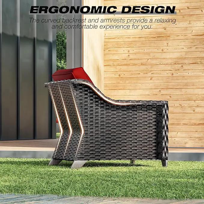 Joyside Wicker Patio Chairs Set of 2, Outdoor Rattan Furniture with Wide Armrest and Thick Cushions, Upgraded Large Size for Backyard, Garden, Poolside by GreenHaven Gardens