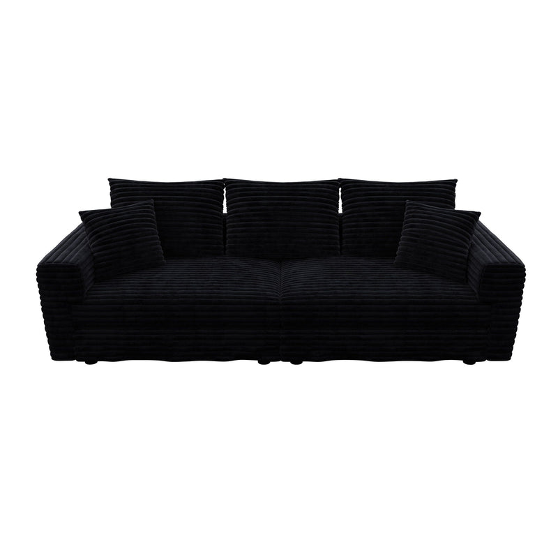 Deep Seat Convertible Sofa With Soft Pillows And Ottomans