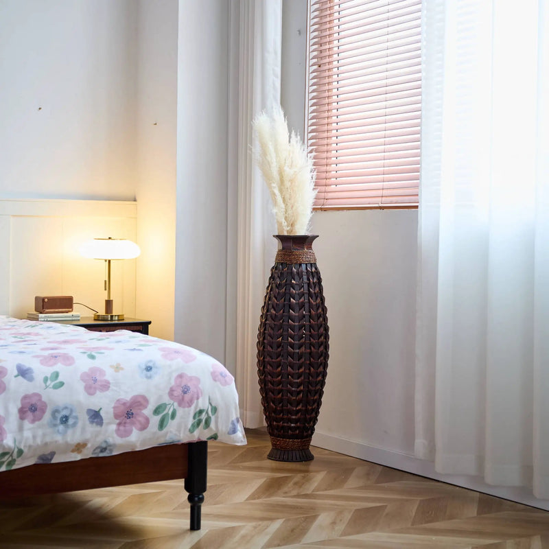 Hand Woven Bamboo Floor Vase, Decorative Accent For Living Room - Acacia Wood by Unique Piece Furniture