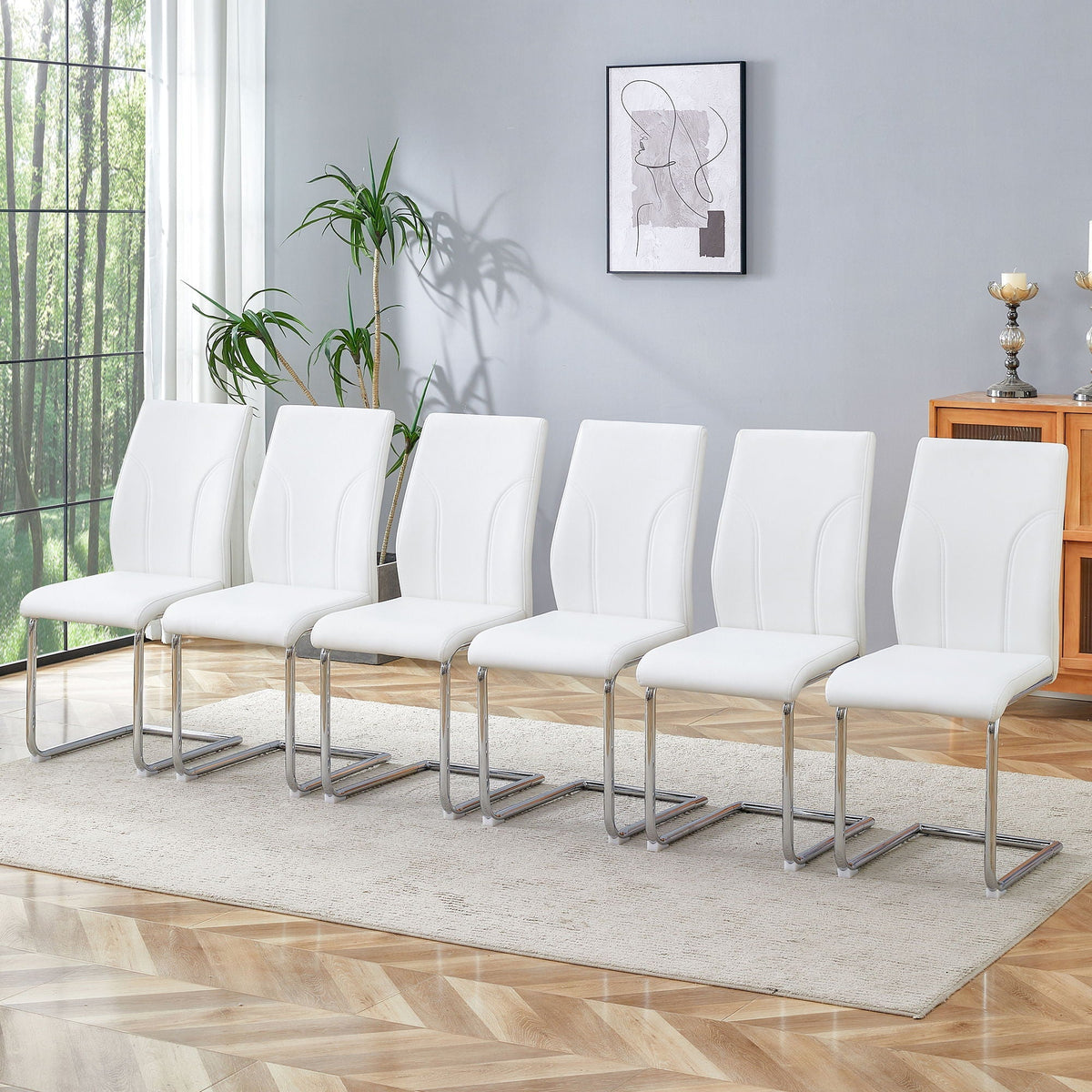 Modern Dining Chairs with High Backrest and Sturdy Legs - Black or White, photo 9 of 14