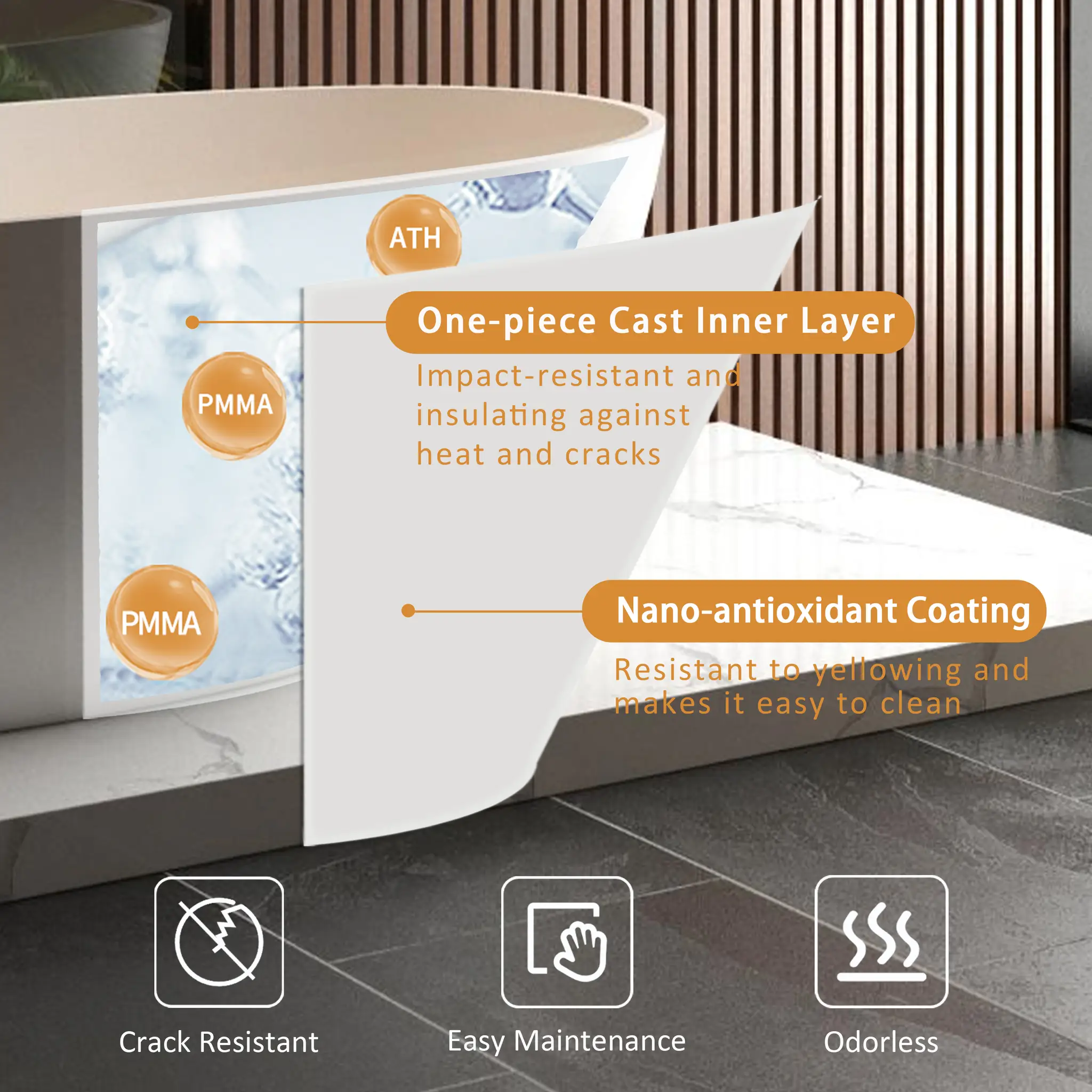 65" Freestanding Solid Surface Bathtub by HouseOfZazla
