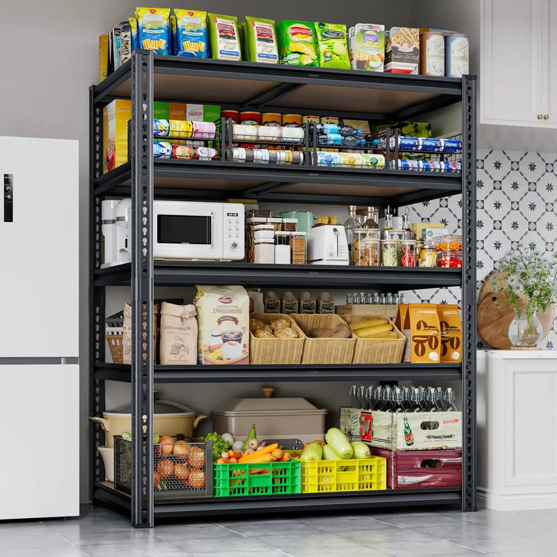 72"H Storage Shelves heavy duty, 2000LBS Garage Shelving, 5 Tier Metal Shelving Unit Adjustable Garage Shelves Utility Rack Shelf for Storage Warehouse Pantry Closet,35.6" W × 16" D × 72" H, Black by GreenHaven Gardens