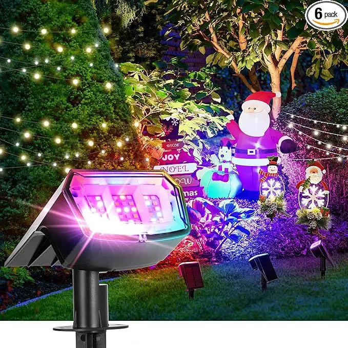 Solar Spot Lights Outdoor, 9 Lighting Modes RGB, Solar Lights Outdoor Waterproof IP65, 63 LED Landscape Spotlights for Holiday Decorations by GreenHaven Gardens