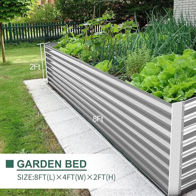 Land Guard 8×4×2 ft Galvanized Raised Garden Bed Kit, Galvanized Planter Raised Garden Boxes Outdoor, Large Metal Raised Garden Beds for Vegetables. by GreenHaven Gardens