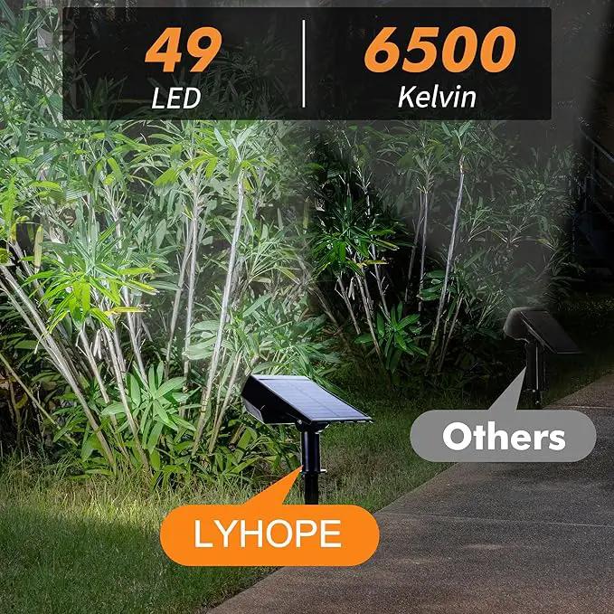 Solar Spot Light Outdoor, 49 LED Lights for Outside, 2 Modes Solar Powered Spotlights, Waterproof Pathway Light for Garden Yard Walkway Driveway Landscape Decorations (4 Pack-Cool White) by GreenHaven Gardens