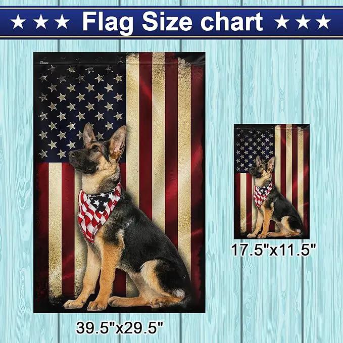 FLAGWIX Flags - German Shepherd American Flag MRPSL196F, Garden Flag (11.5" x 17.5") - USA House Garden Flags Premium Polyester - Decorative Outdoor Flags by GreenHaven Gardens