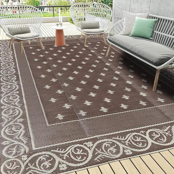 Pauwer 9'x12' Reversible Outdoor Rug, Waterproof Plastic Straw Area Rug for Patios, RV Mat, Camping, Picnic, Beach, Balcony, Pet Friendly, Lightweight by GreenHaven Gardens