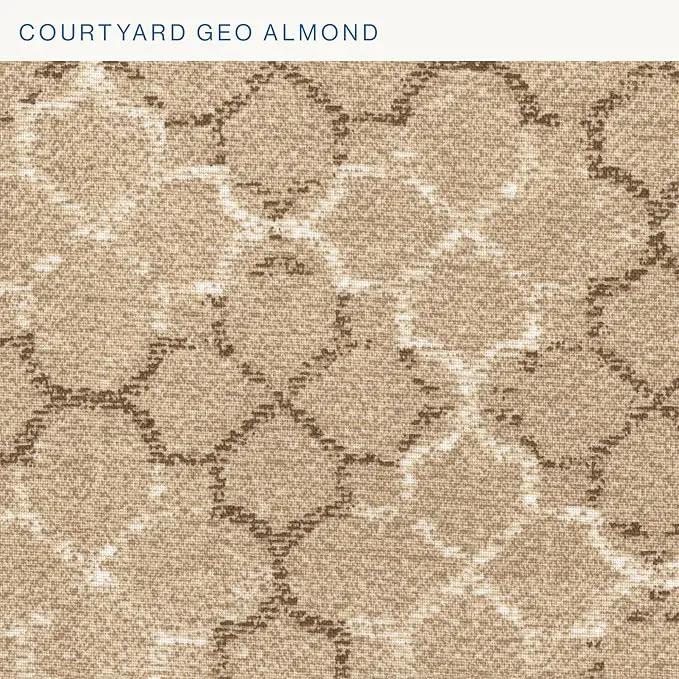 Honeycomb Outdoor Essentials Set of 2 Tufted Seat Pads, 19 x 18, Courtyard Geo Almond Dining Chair Cushions for Patio Furniture by GreenHaven Gardens