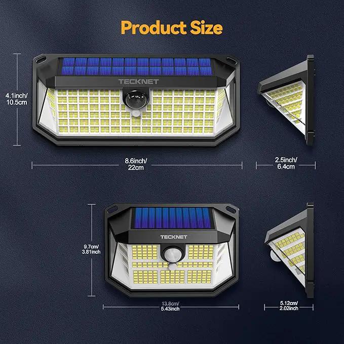 TECKNET Super Bright Solar Lights Outdoor 3 Pack, 2×231 LED and 1×416 LED, 300° Angle & 3 Lighting Modes Motion Sensor Outdoor Lights, Waterproof for for Fence Front Door Yard Deck Garden Garage by GreenHaven Gardens